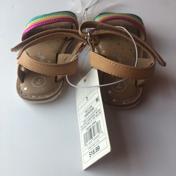 NWT Cat & Jack Toddler Girl Rainbow Sandals Sz 7 - Picture 6 of 8